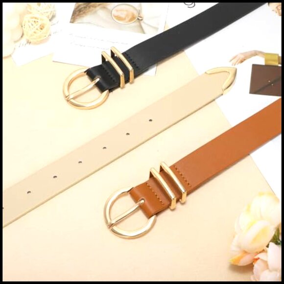 3 Pack Women\'s Skinny Leather Belts Gold Buckle Fashion Elegant Minimal Chic main image 5
